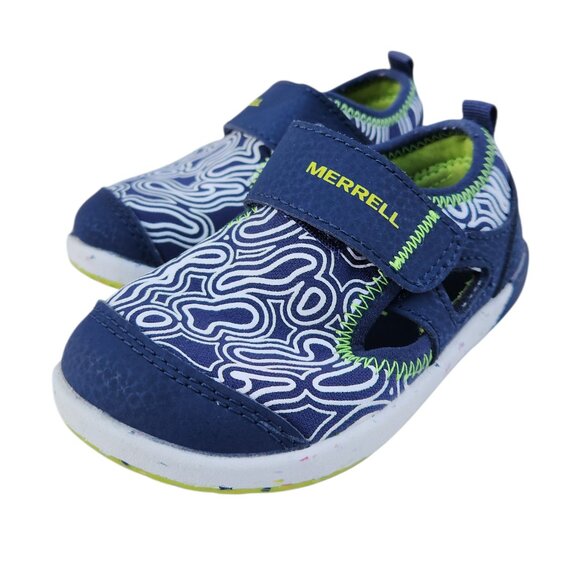 Merrel Bare Steps H2O Navy Blue White Green ML265728 Water Sneakers Shoes Size 5 - Picture 5 of 8